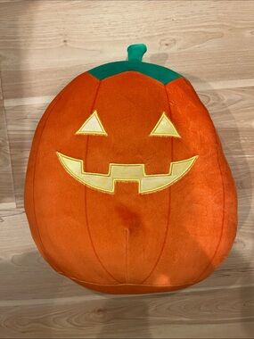 Kids Orange Pumpkin Jack-O'-Lantern Costume Plush Hat